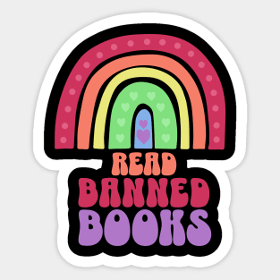 Read Banned Books LGBTQ Pride Boho Rainbow Sticker